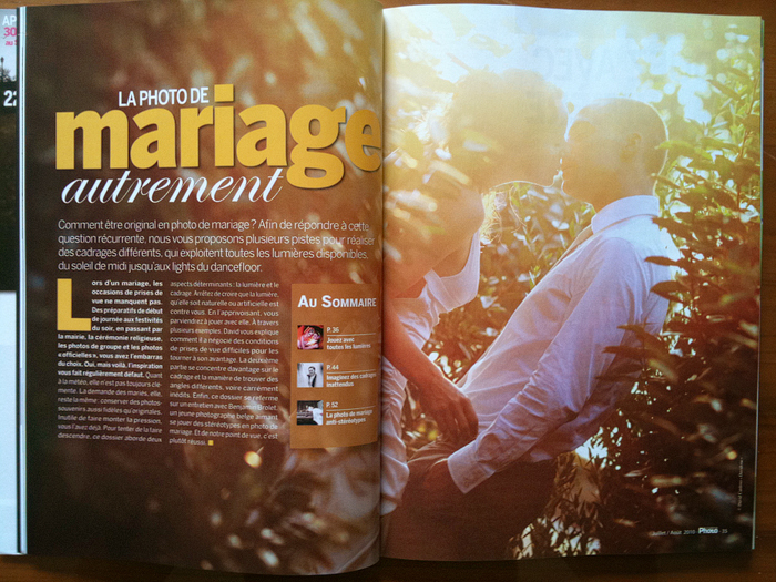 Articles ecrit par le photographe de mariage Davidone, pour le Magazine Competence Photo